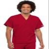 Cherokee Scrub Set for Men and Women from, Traditional Fit V-Neck Top 4777 with Natural Rise Drawstring Cargo Pant 4100, Red- L Top/XL Pant view 2