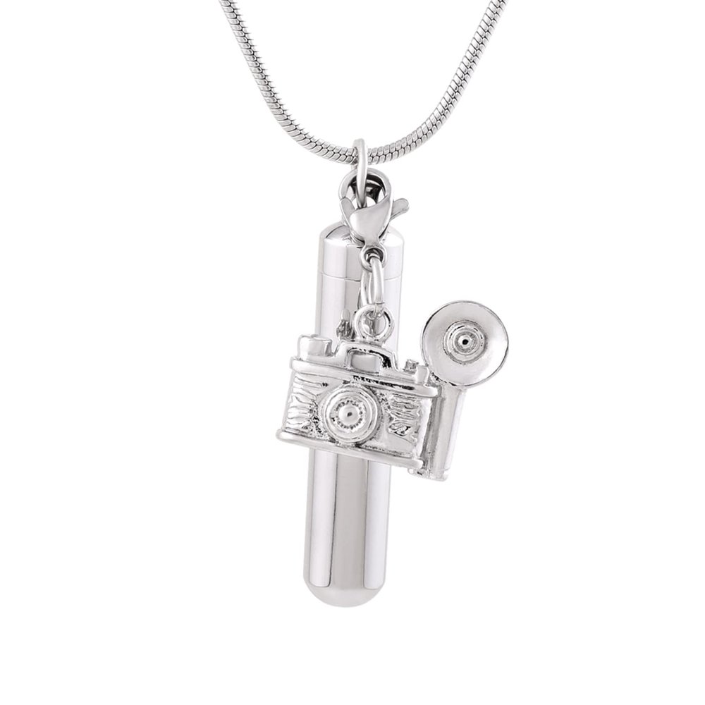 BIAIHQIE Stainless Steel Blank Cylinder with Little Accessories Cremation Pendant Memorial Necklace Ashes Urn Keepsake Jewelry