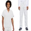 Cherokee Scrub Set for Men and Women from, Traditional Fit V-Neck Top 4777 with Natural Rise Drawstring Cargo Pant 4100, White- M Top/M Short Pant view 1