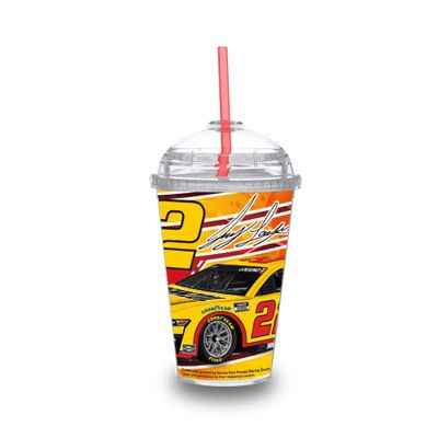 NASCAR Joey Logano Racing 12oz Acrylic Tumbler with Hinged Lid for Youths, Officially Licensed Youth Tumbler with Swirly Straw for NASCAR Fans