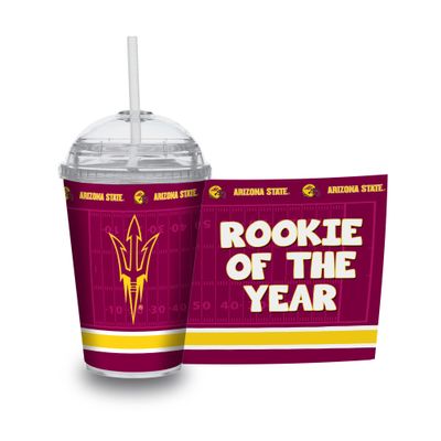 Rico Industries NCAA Arizona State Sun Devils College 12oz Acrylic Tumbler with Hinged Lid for Youths, Officially Licensed Youth Tumbler with Swirly Straw for NCAA Fans