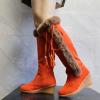 hlysgo Women's Winter Warm Outdoor Long Boots High Heels Fashion Wedge Bootie Faux Fur Comfortable Knee High Fuzzy Boot view 2