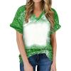 Women Summer Tops Dressy Casual Tees Trendy Bleached Shirts Sexy Top Blouse 2025 Fashion Printed T-Shirt Green view 1
