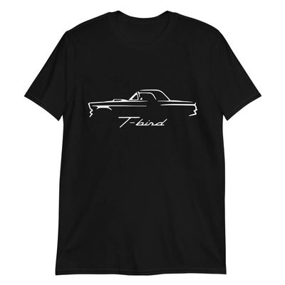 1957 Thunderbird Antique Classic Car Outline Silhouette Short-Sleeve Unisex T-Shirt Black