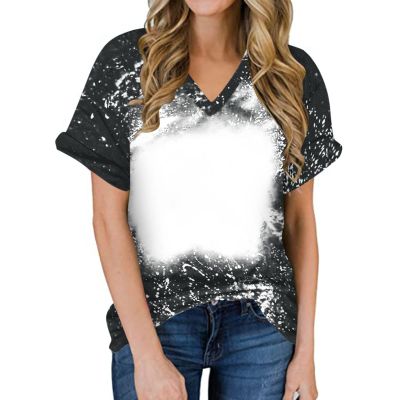 Women Summer Tops Dressy Casual Tees Trendy Bleached Shirts Sexy Top Blouse 2025 Fashion Printed T-Shirt Black
