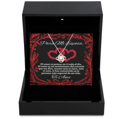 Love Knot Rose Gold Necklace Luxury Box Regalo de aniversario para esposa cadena con diseo clsico y estilo moderno para futura esposa, mujer