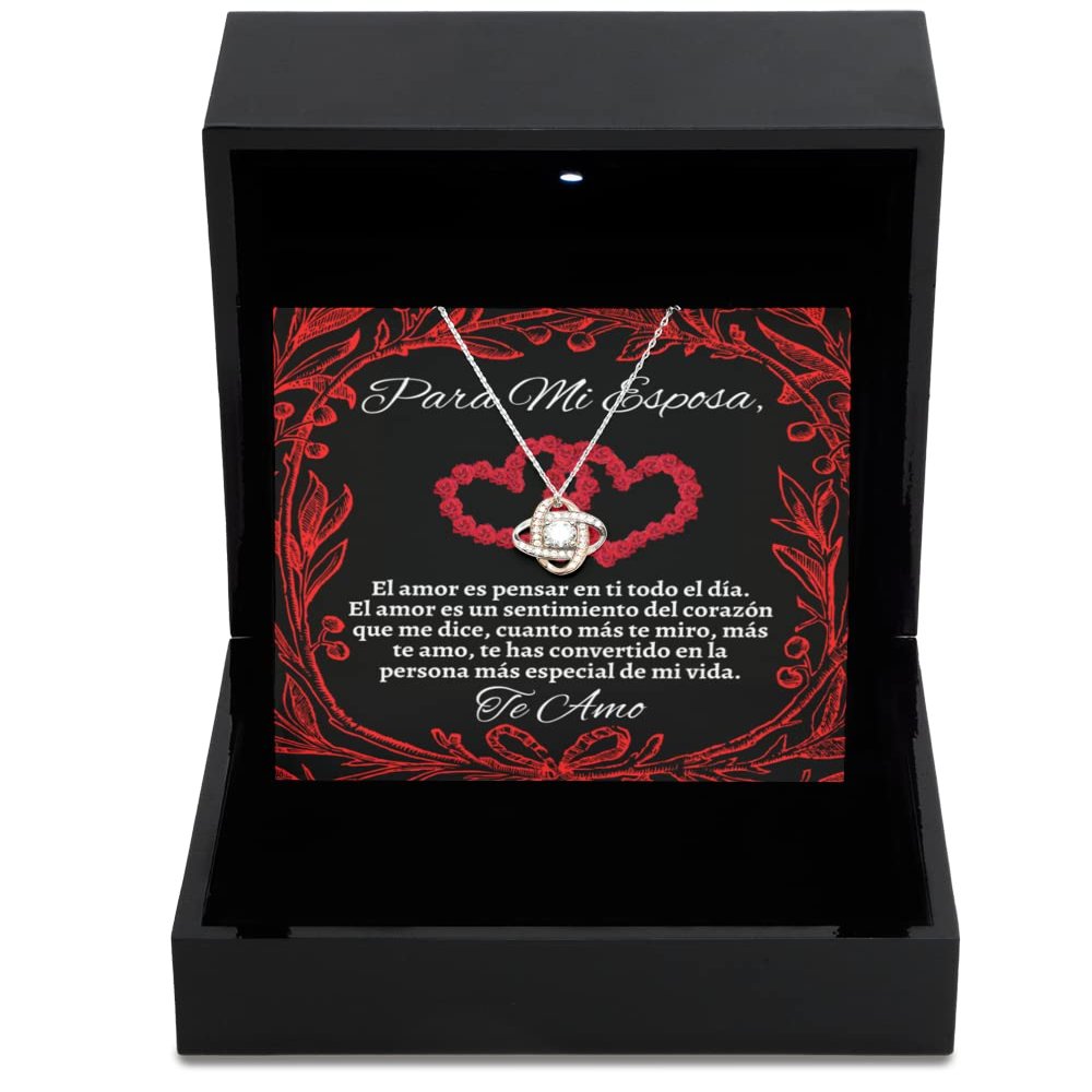 Love Knot Rose Gold Necklace Luxury Box Regalo de aniversario para esposa cadena con diseo clsico y estilo moderno para futura esposa, mujer