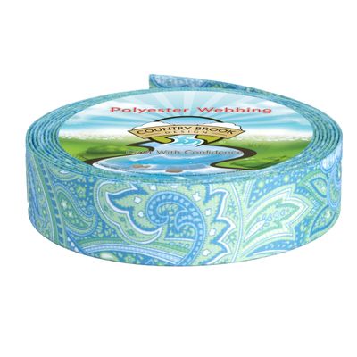 Country Brook Design - Green Paisley Polyester Webbing (1 Inch, 50 Yards)