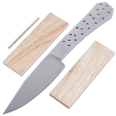 EZSMITH Knife Making Kit - Blue Duck - DIY Master Series Fixed Blade - (Blade Blank & Pinstock w/Canarywood Handle Scales) - (Gift Boxed) - (James R. Cook, MS - USA Design) - (by KnifeKits)