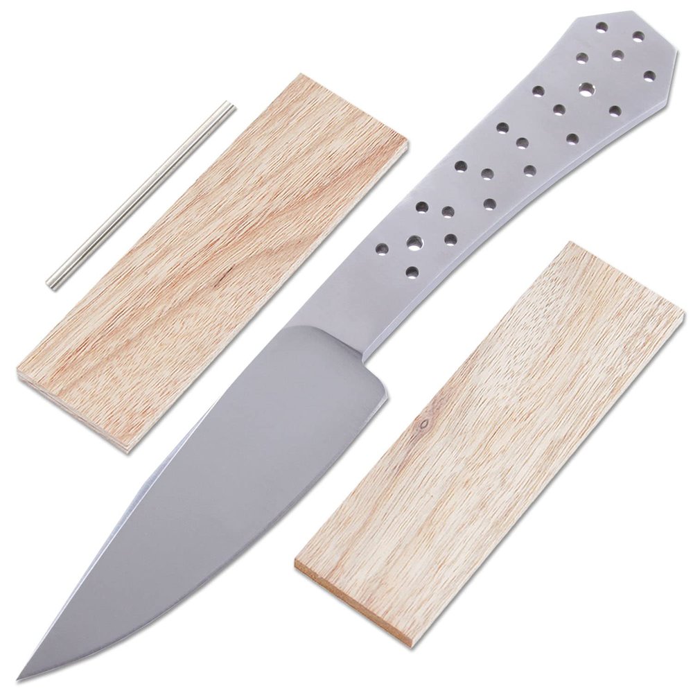 EZSMITH Knife Making Kit - Blue Duck - DIY Master Series Fixed Blade - (Blade Blank & Pinstock w/Canarywood Handle Scales) - (Gift Boxed) - (James R. Cook, MS - USA Design) - (by KnifeKits)