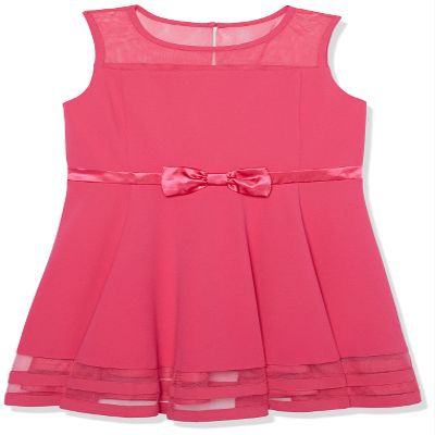 Calvin Klein Girls' Sleeveless Party Dress, Fit and Flare Silhouette, Round Neckline & Back Zip Closure, Magenta, 8 Plus