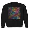 0532. Cat Colorful Cute Kitten Lover Mandala Neon Graphic Art Men's Crewneck Sweatshirt (Black Small) view 1