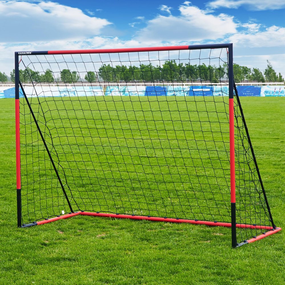Soccer Goal 6'x4'|3'x2.5'|8'x6'-KAIHAOWIN Steel Frame Goal All Weather Soccer Net-Quick Assembly Training Sports Soccer Goals for Backyard Indoor Outdoor-Heavy Duty Metal Soccer Goals (8'x6')