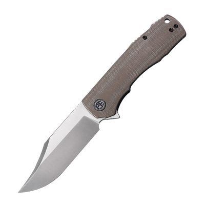 Petrified fish PFP03 Victor,3.58" K110 Satin Blade,140g Micarta Handel Flipper Liner lock Folding knife (Khaki Satin)