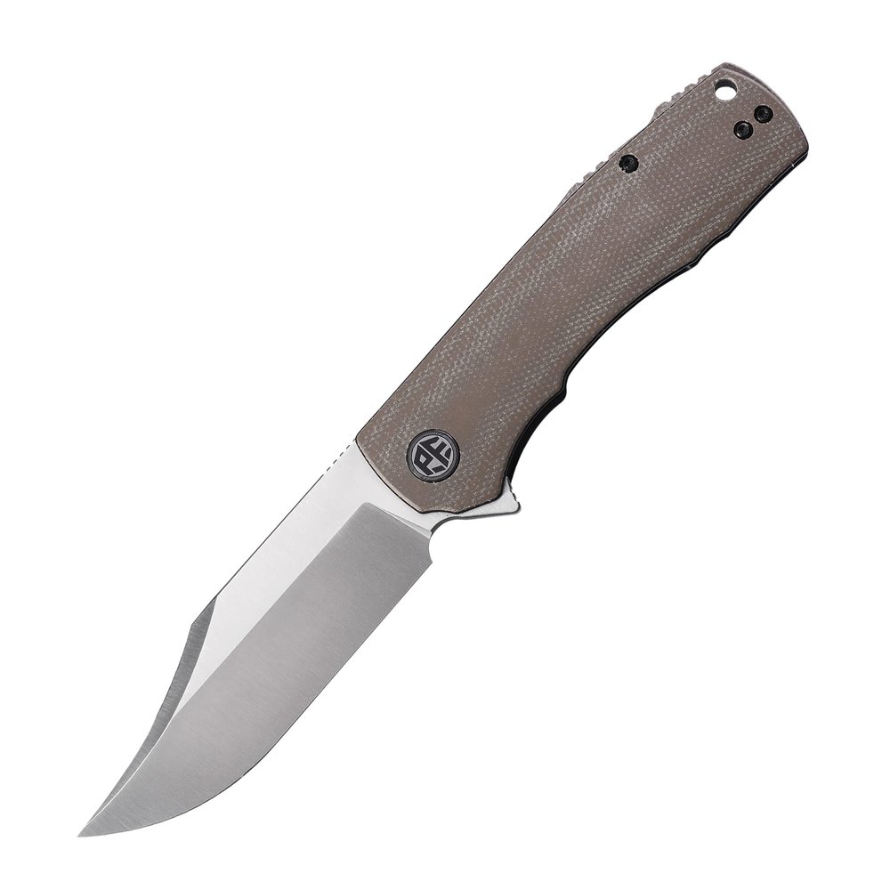 Petrified fish PFP03 Victor,3.58" K110 Satin Blade,140g Micarta Handel Flipper Liner lock Folding knife (Khaki Satin)
