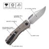 Petrified fish PFP03 Victor,3.58" K110 Satin Blade,140g Micarta Handel Flipper Liner lock Folding knife (Khaki Satin) view 2