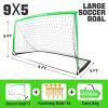 RUNBOW 9x5 ft Portable Kids Soccer Goal for Backyard Adult Junior Large Practice Soccer Net with Carry Bag Set of 2 (9x5ft, Green, 2 Pack) view 2