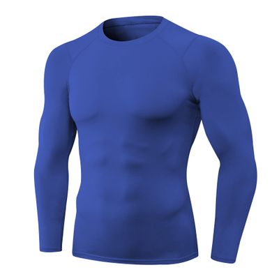 Men's Compression Shirts Long Sleeve Athletic T Shirt Workout Cool Dry Running Tops Gym Undershirts Baselayers A-Blue