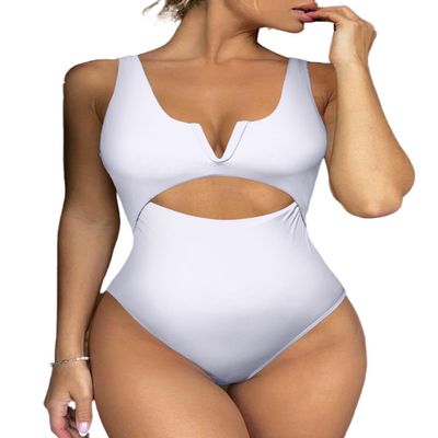 Meyeeka Swimsuit Women Womens Bathing Suits Tummy Control Swim Suit Monokini Swimsuits for Women M White