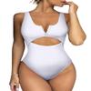Meyeeka Swimsuit Women Womens Bathing Suits Tummy Control Swim Suit Monokini Swimsuits for Women M White view 1