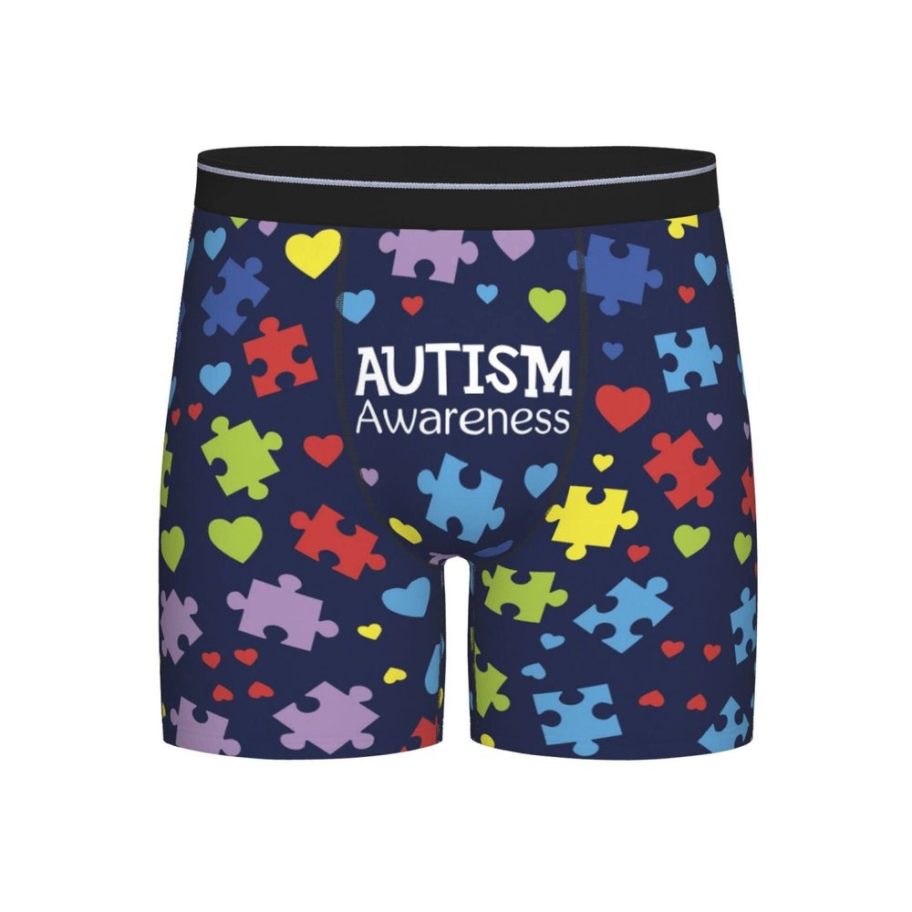 Autism Awareness Month Men'S Boxer Brief Long Leg Underwear Fashion Briefs For Men Adult Teens Black