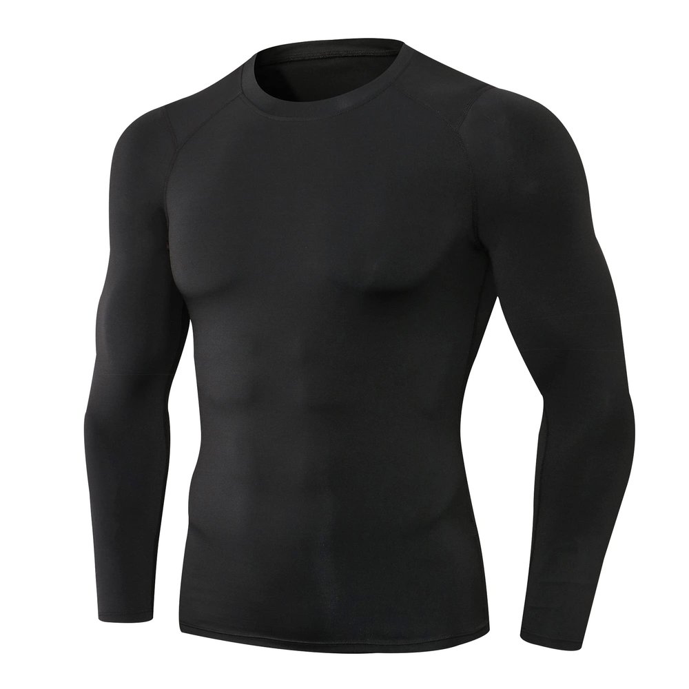 Men's Compression Shirts Long Sleeve Athletic T Shirt Workout Cool Dry Running Tops Gym Undershirts Baselayers A-Black