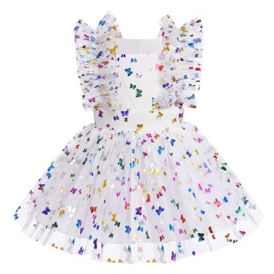 1st Birthday Girl Outfit,Baby Toddler Girl Sequin Butterfly Birthday Dresses,First Birthday Party Cake Smash Princess Romper Tutu Dress Pageant Photoshoot Prop White- Butterfly 0-6 Months