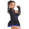 Aislor Girls Mesh Splice Figure Ice Skating Dress Long Sleeves Ballet Dance Gymnastics Leotards Tutu Dress Dancewear Royal Blue 16 Years view 2
