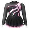 Aislor Girls Mesh Splice Figure Ice Skating Dress Long Sleeves Ballet Dance Gymnastics Leotards Tutu Dress Dancewear Pink 6 Years view 1