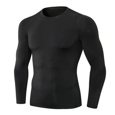 Men's Compression Shirts Long Sleeve Athletic T Shirt Workout Cool Dry Running Tops Gym Undershirts Baselayers A-Black