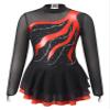 Aislor Girls Mesh Splice Figure Ice Skating Dress Long Sleeves Ballet Dance Gymnastics Leotards Tutu Dress Dancewear Red 8 Years view 1
