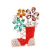 DYPASA Brooch Pin for Women Christmas Boot Brooch Ladies Party Fashion Jewelry Suit Jacket Metal Pin Badge Brooch Christmas Ornament Christmas Brooches (Color : Gold) view 2