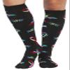 Cherokee Women's 10-15mmHg Compression Socks  Fun Print Knee Highs with Light Support, Soft Feel - PRINTSUPPORT, Plus, Bee Au-Some