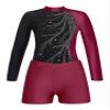 FEESHOW Girls 2Pcs Glitter Long Sleeve Leotards with Shorts Outfits Athletic Unitards Gymnastics Dancewear Clothes Red_A 8 Years view 1