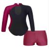 FEESHOW Girls 2Pcs Glitter Long Sleeve Leotards with Shorts Outfits Athletic Unitards Gymnastics Dancewear Clothes Red_A 8 Years view 4