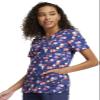 Cherokee Infinity Womens V-Neck Print Scrub Top with 2 Pockets, Rib-Knit Insert Logo O-Ring Detail & Shirttail Hem - CK634, S view 3