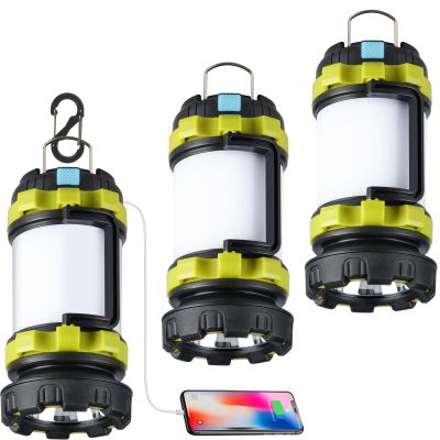 BOBKID 3 Pack Camping Lantern, Outdoor LED Camping Light, Rechargeable Flashlights with 1000LM, 6 Modes, IPX5 Waterproof Portable Emergency Camp Light for Hurricane Survival - Green