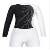 FEESHOW Girls 2Pcs Glitter Long Sleeve Leotards with Shorts Outfits Athletic Unitards Gymnastics Dancewear Clothes White_A 8 Years view 1
