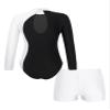 FEESHOW Girls 2Pcs Glitter Long Sleeve Leotards with Shorts Outfits Athletic Unitards Gymnastics Dancewear Clothes White_A 8 Years view 4