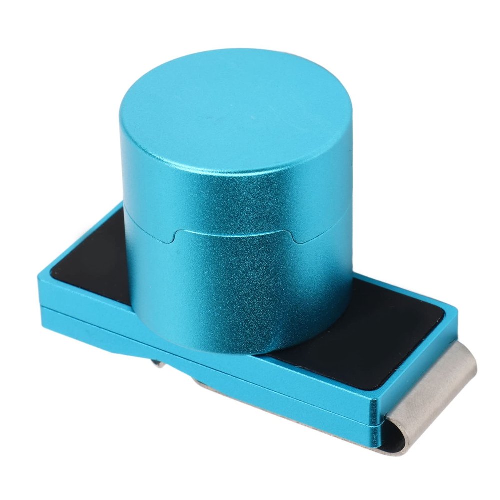 Keenso Magnetic Billiard Chalk Holder, Aluminium Alloy Round Chalk Case, Portable Snooker Pool Cue Chalk Holder Accessories with Fixed Clip