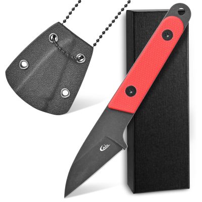 Ccanku C1295 Fixed Blade Knife,9Cr18Mov Blade G10 Handle EDC Tool Neck Knife with kydex Sheath for Outdoor, Camping, Hiking, Fishing(Red)