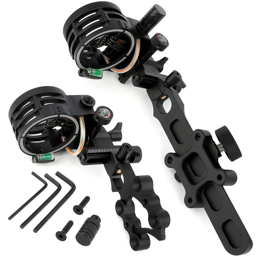 limaity Compound Bow Sights 5 Pin 0.019'' Fiber Optics Aluminum Machined Archery Sight for Compound Bow for Left and Right Hand (Short Pole)