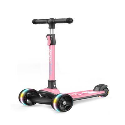 besrey Kick Scooter for Kids Ages 3-10, 3-Wheel Folding Scooter with Adjustable Height, LED Light Wheels, Extra Wide Deck for Outdoor Activities