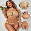 Avidlove Bra and Panty Set Ruffle Lingerie Set Mesh Babydoll Chemise Yellow Daisy Small view 2