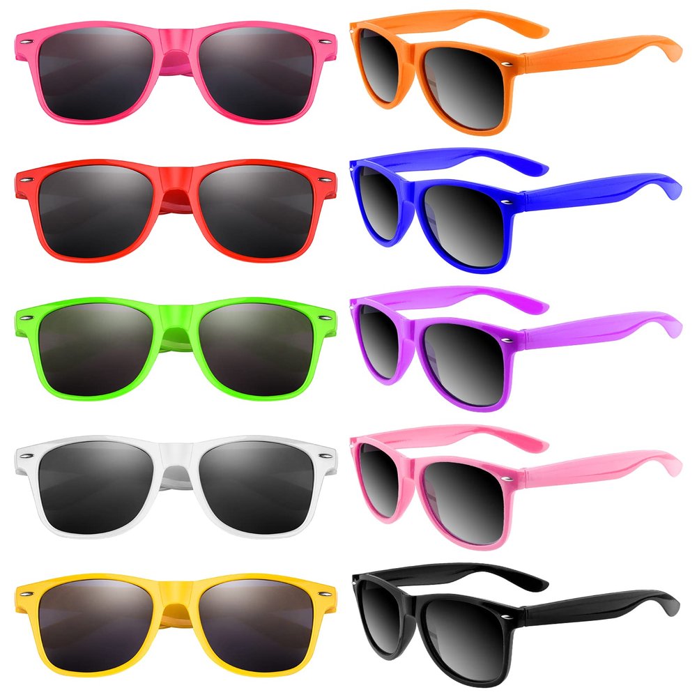 MIAHART 40 Pack Neon Sunglasses Bulk for Kids, Glasses for Summer Beach Pool Party, Carnival Prizes, Birthday Party Supplies, 10 Bright Colors