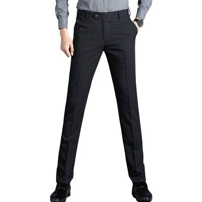 DGHM-JLMY Men's Slim Casual Business Ironing Fashion Straight Pants Golf Straight Fit Pant Flex Flat Front Straight Pant (Black 1,29)