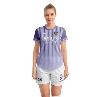 ORKY Customize Soccer Jersey, Women Sublimation Futbol Shirt Short Set, Breathable Personalize Team Outfit Glory(Light Purple L)