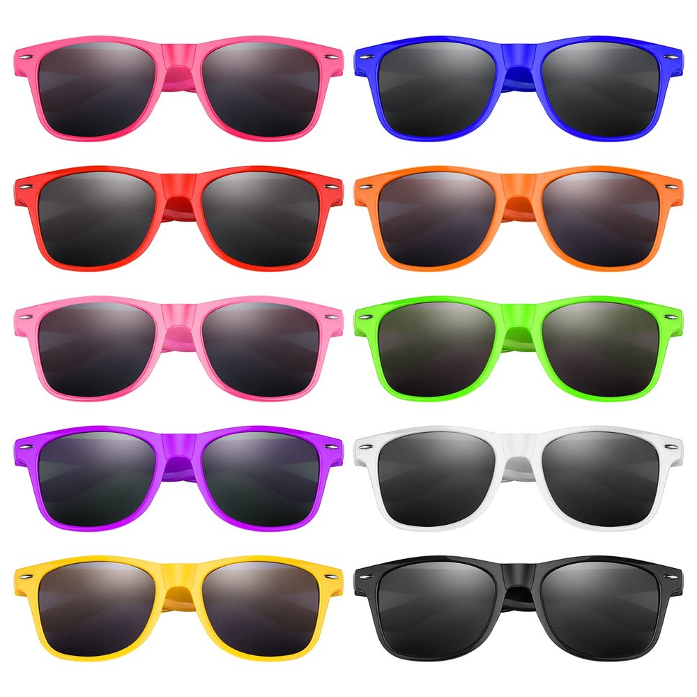 MIAHART 20 Pack Neon Sunglasses Bulk for Kids, Glasses for Summer Beach Pool Party, Carnival Prizes, Birthday Party Supplies, 10 Bright Colors