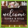 Custom Welcome with Names And Date Wall Decal - Wedding Names and Date Sticker For Living Room, Dining Room, Wedding Sign - Select Your Size & Color view 1