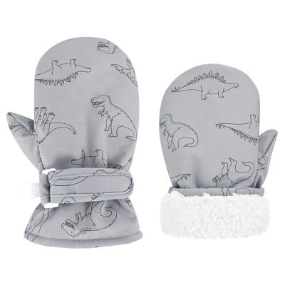 JEELAD Toddler Gloves Kids Winter Mittnes Waterproof Toddler Mittens Baby Ski Snow Gloves for Baby Boys (Grey Dino, S (6-24 months))